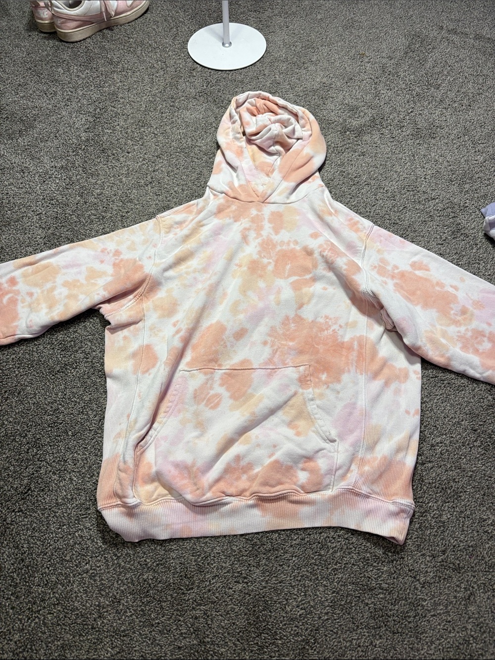 aerie Tie-Dye Hoodie in Peach and Light Pink